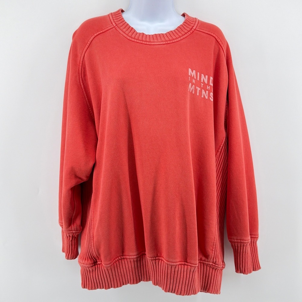 Aerie Coral Pink Mind In The Mtns Oversized Crewneck Pullover Sweatshirt M